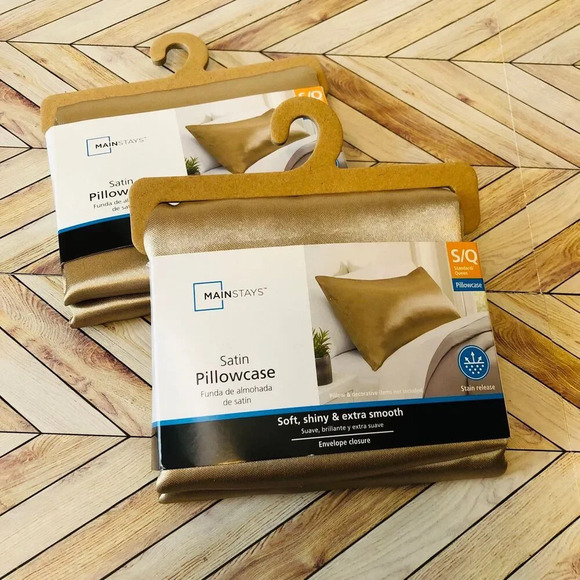 Mainstays Satin Standard Pillowcase Cover, Gold, 20"x32" Set of 2 - Picture 1 of 4